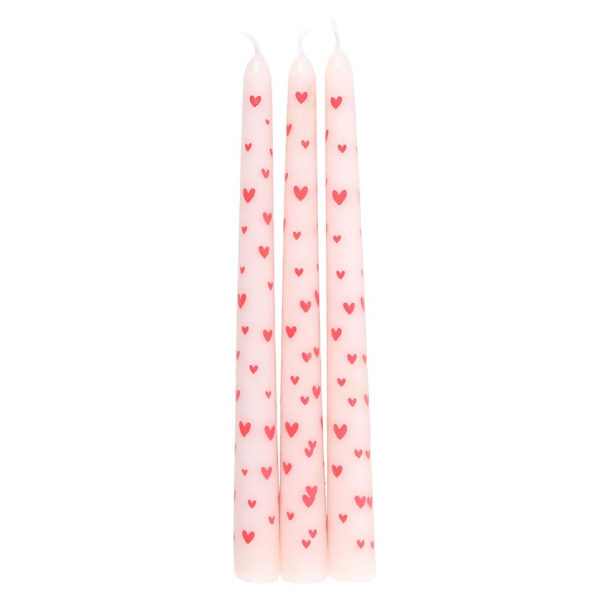 Set of 3 Love Heart Taper Candles N/A
