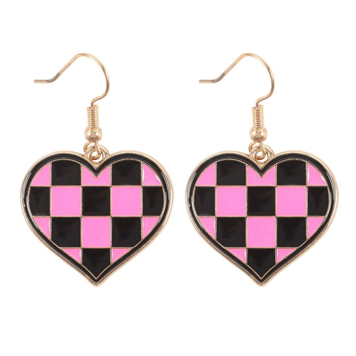 Checkerboard Heart Earrings N/A
