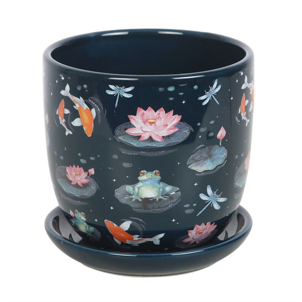 Pond Print Plant Pot with Saucer N/A