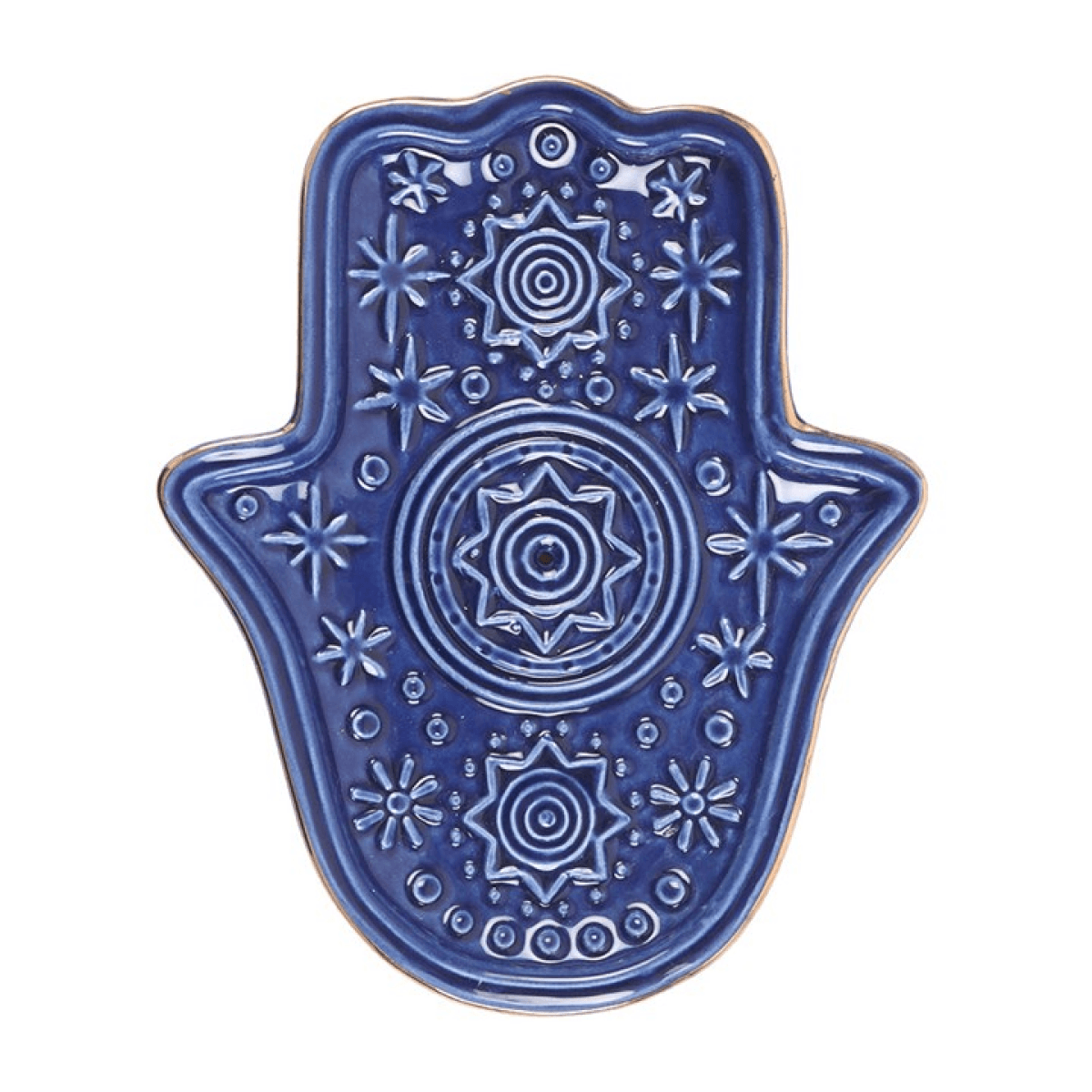 Dark Blue Hand of Hamsa Incense Holder and Trinket Dish N/A