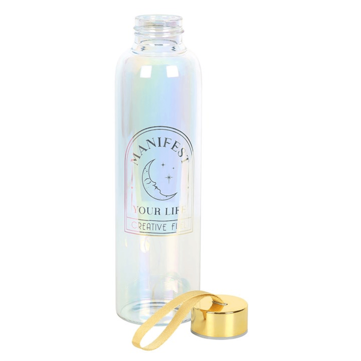 Manifest Your Life Iridescent Glass Water Bottle N/A