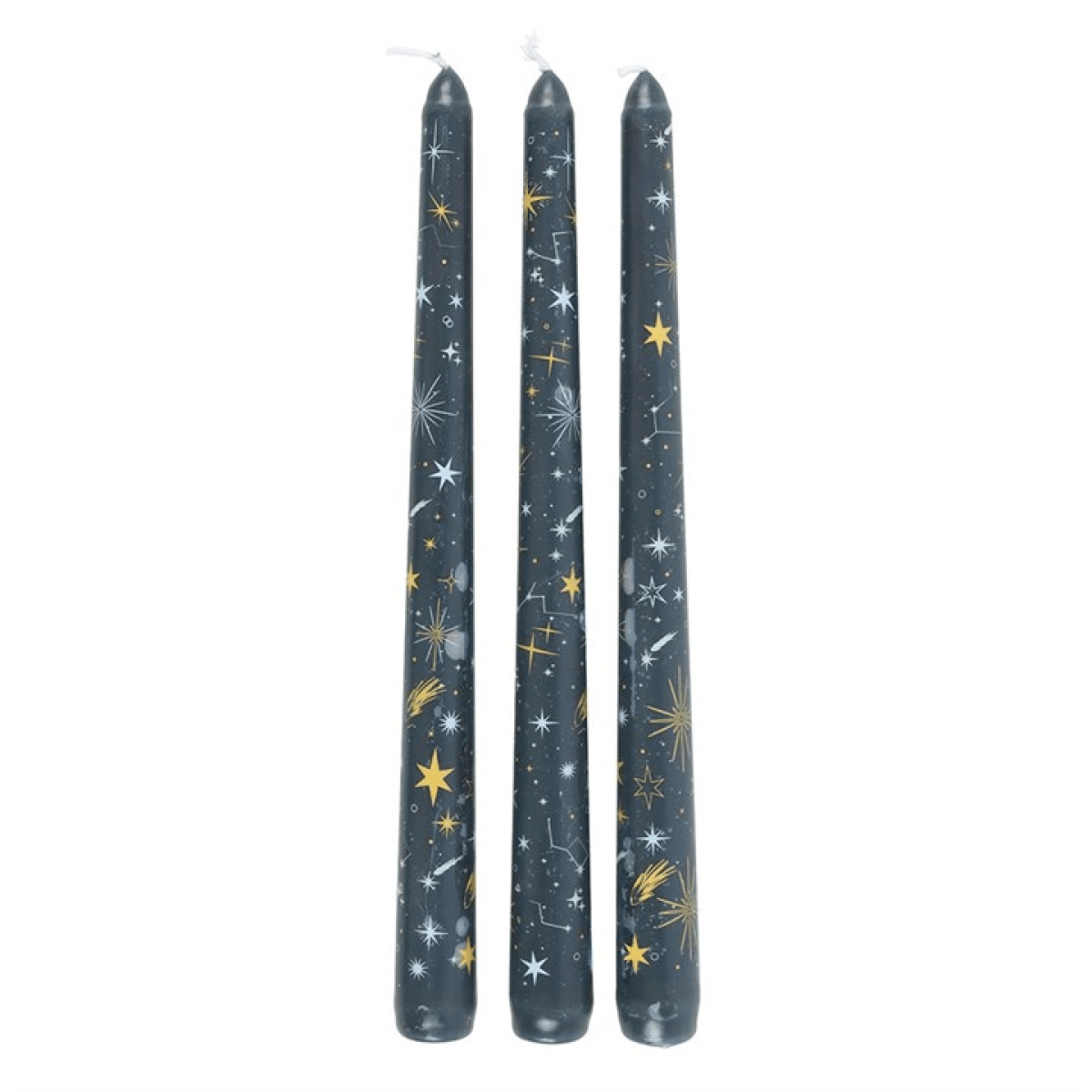Set of 3 Starry Night Taper Candles N/A