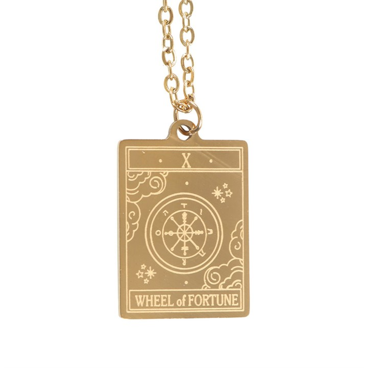 The Wheel of Fortune Vintage Tarot Necklace on Greeting Card N/A