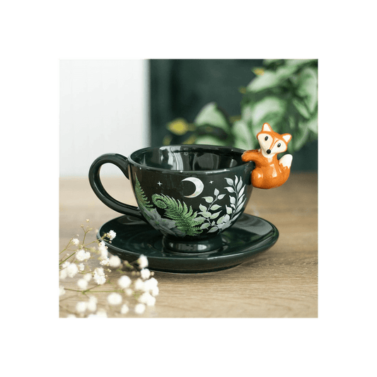 Green Forest Teacup with Fox