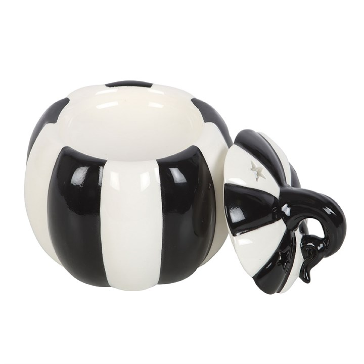 Black and White Striped Pumpkin Oil Burner N/A