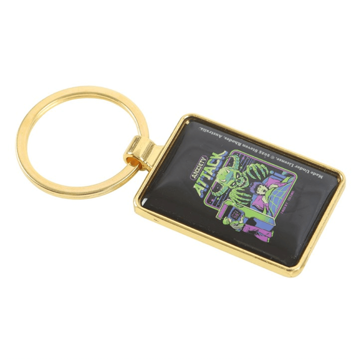 Keychain with a colorful design on a black background