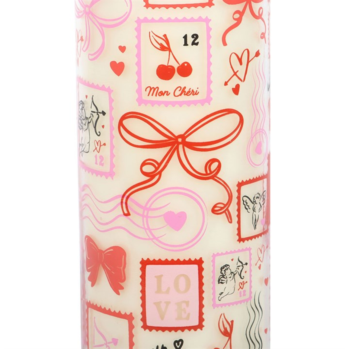 Valentine Postage Stamp Print Sparkling Rose Tube Candle N/A