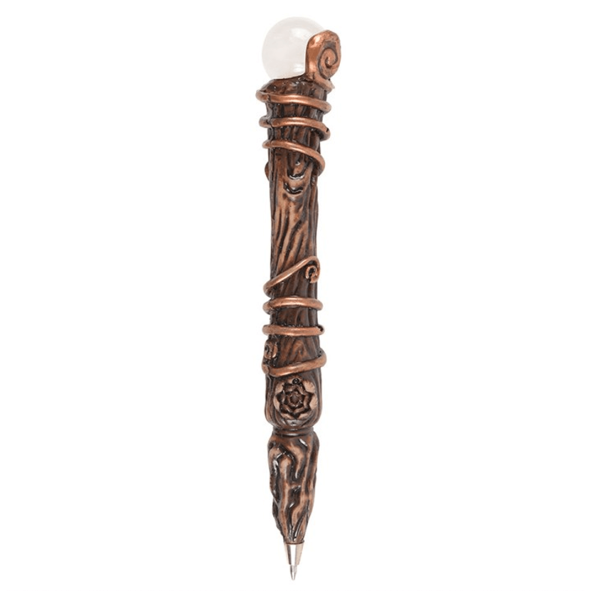 Decorative pen with intricate design on a white background