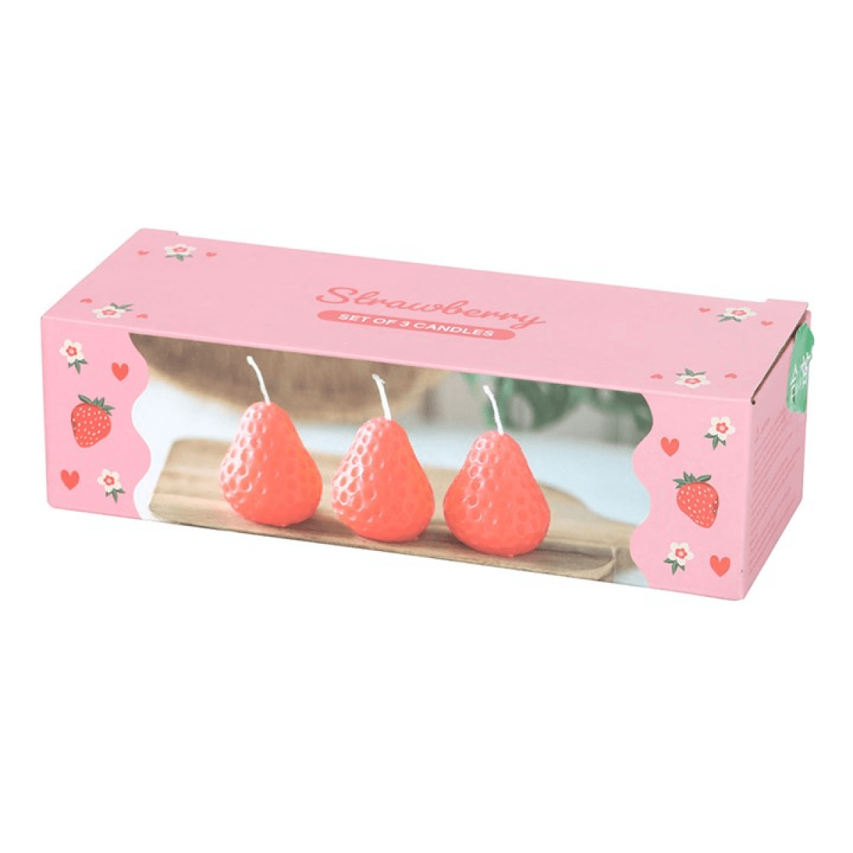 Set of 3 Strawberry Shaped Candles N/A