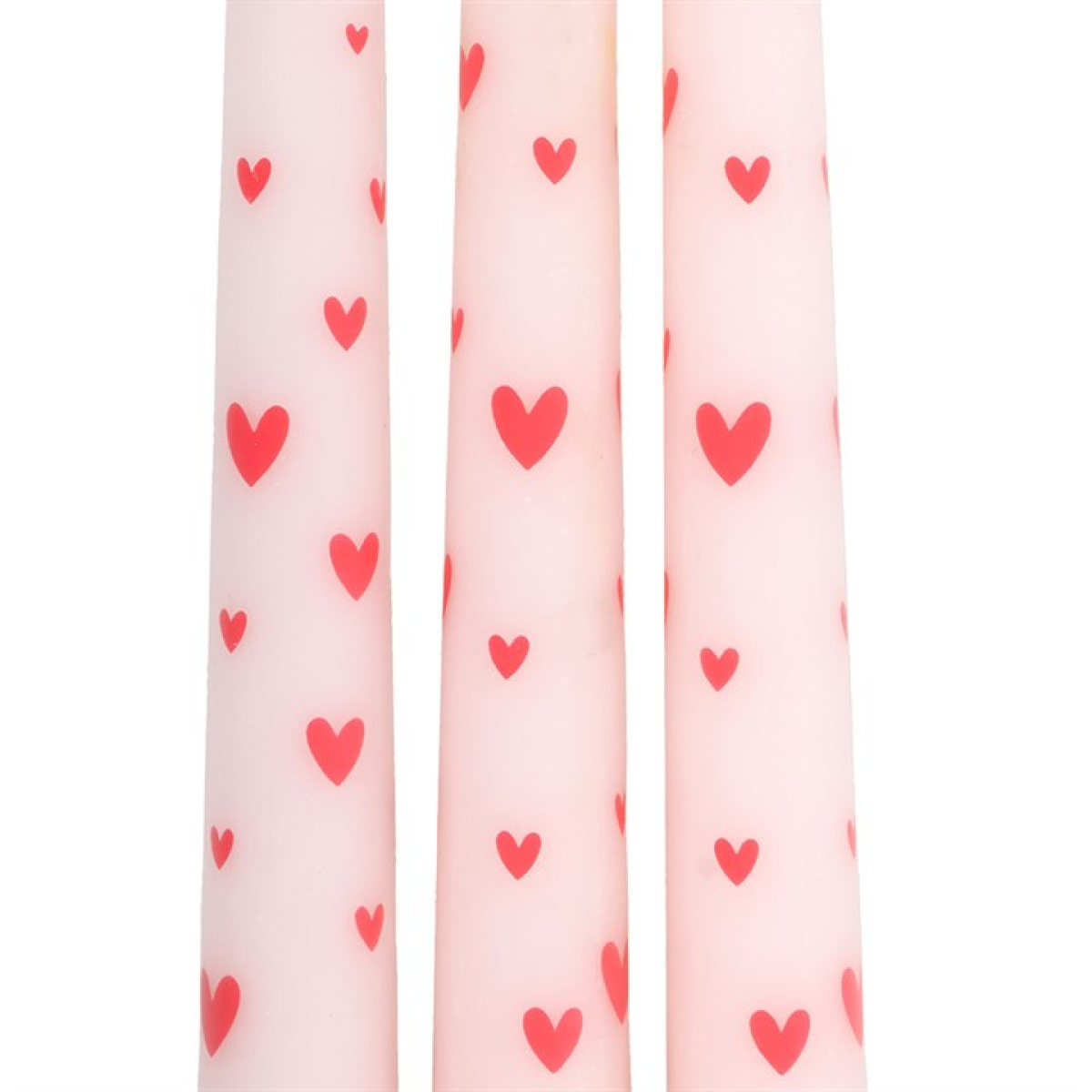 Set of 3 Love Heart Taper Candles N/A