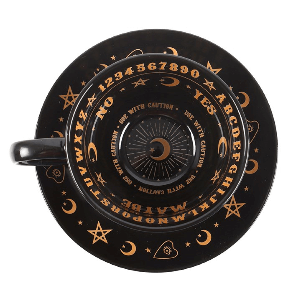 Black Talking Board Teacup and Saucer
