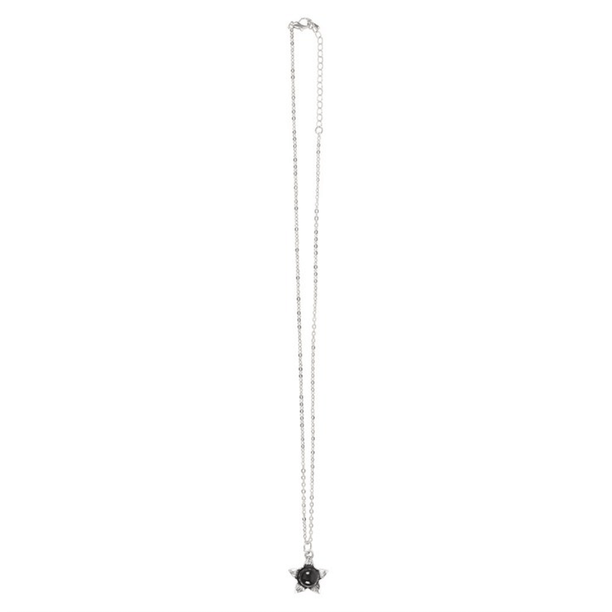 Necklace with a black pendant on a white background