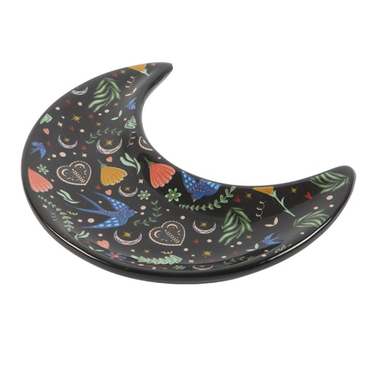 Midnight Bloom Crescent Moon Trinket Dish N/A