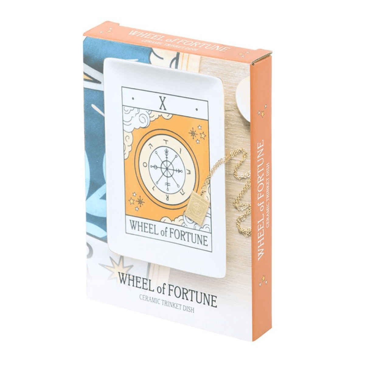 Ceramic trinket dish with 'Wheel of Fortune' design on a white background