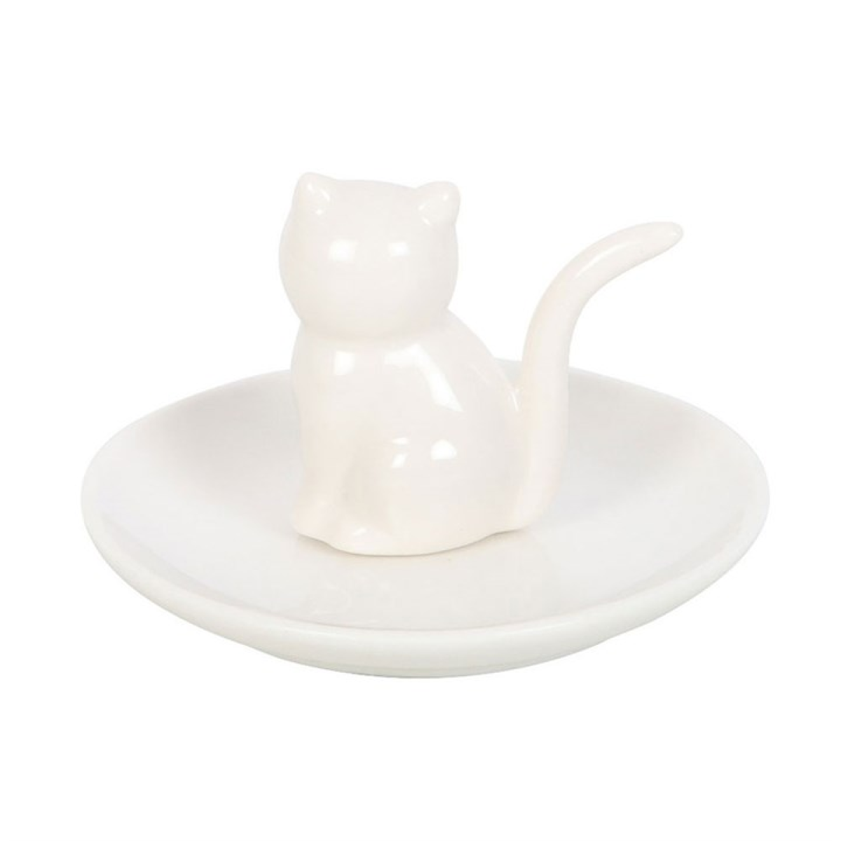 Sitting White Cat Face Trinket Dish N/A