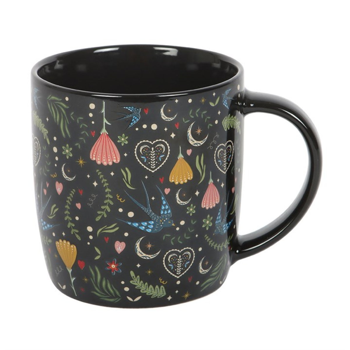 Black Midnight Bloom Print Mug N/A
