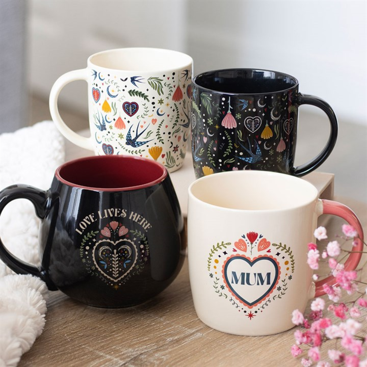 Cream Midnight Bloom Print Mug N/A