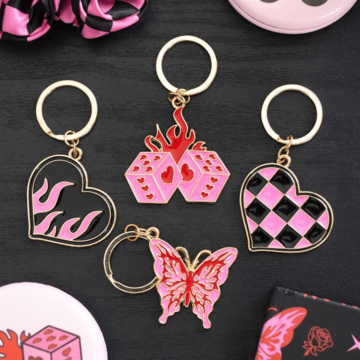 Flaming Butterfly Keyring N/A