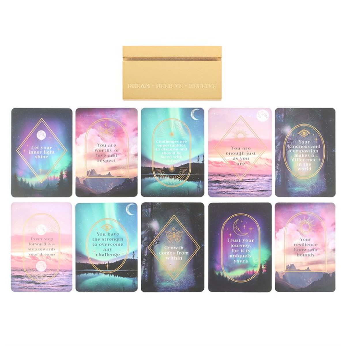 Ethereal Affirmation Cards with Wooden Stand N/A