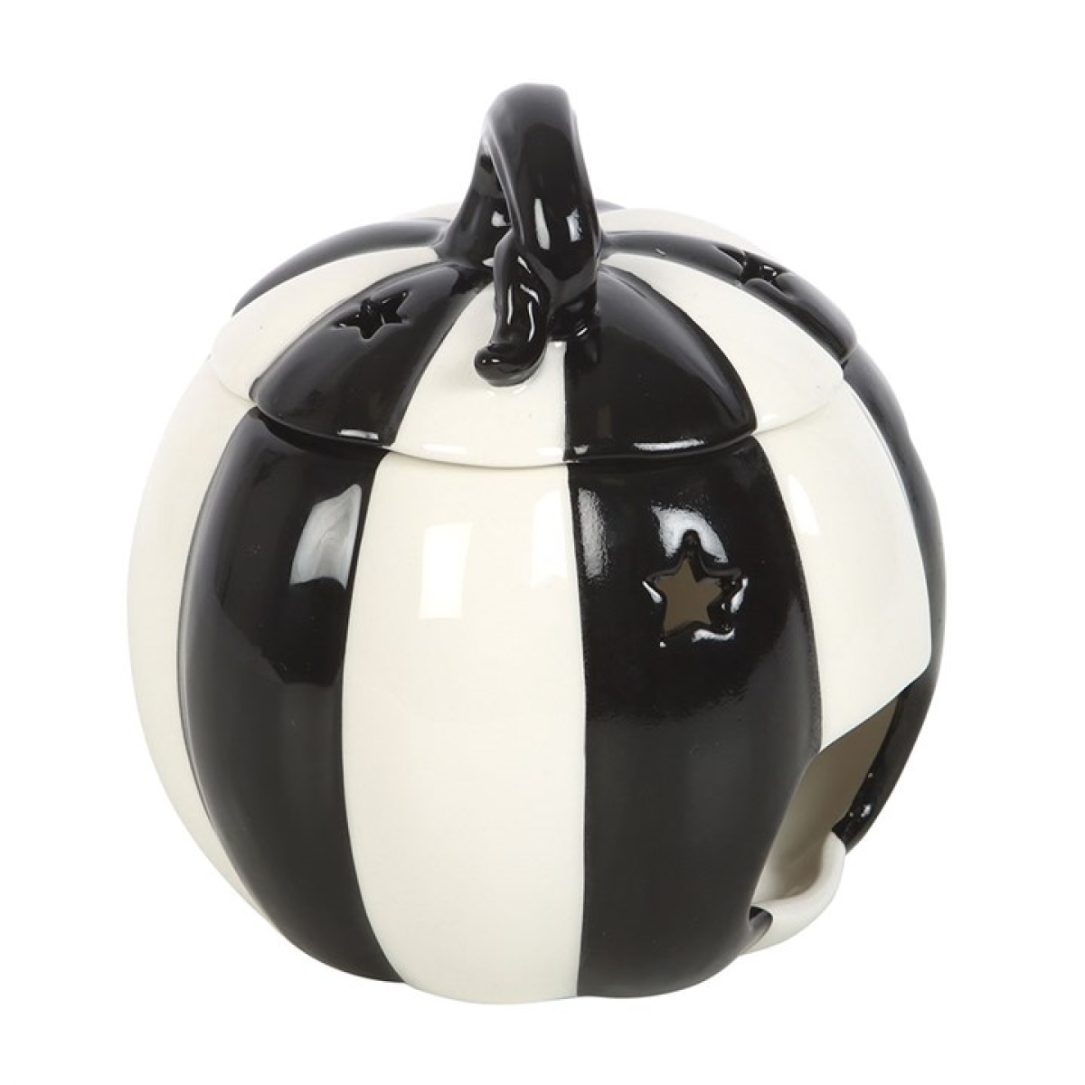 Black and White Striped Pumpkin Oil Burner N/A