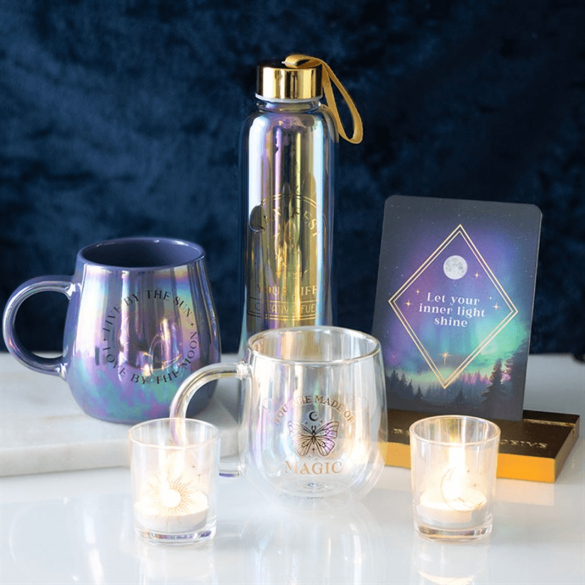Manifest Your Life Iridescent Glass Water Bottle N/A