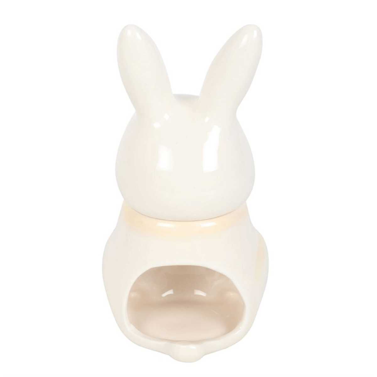 White ceramic rabbit-shaped warmer on a white background