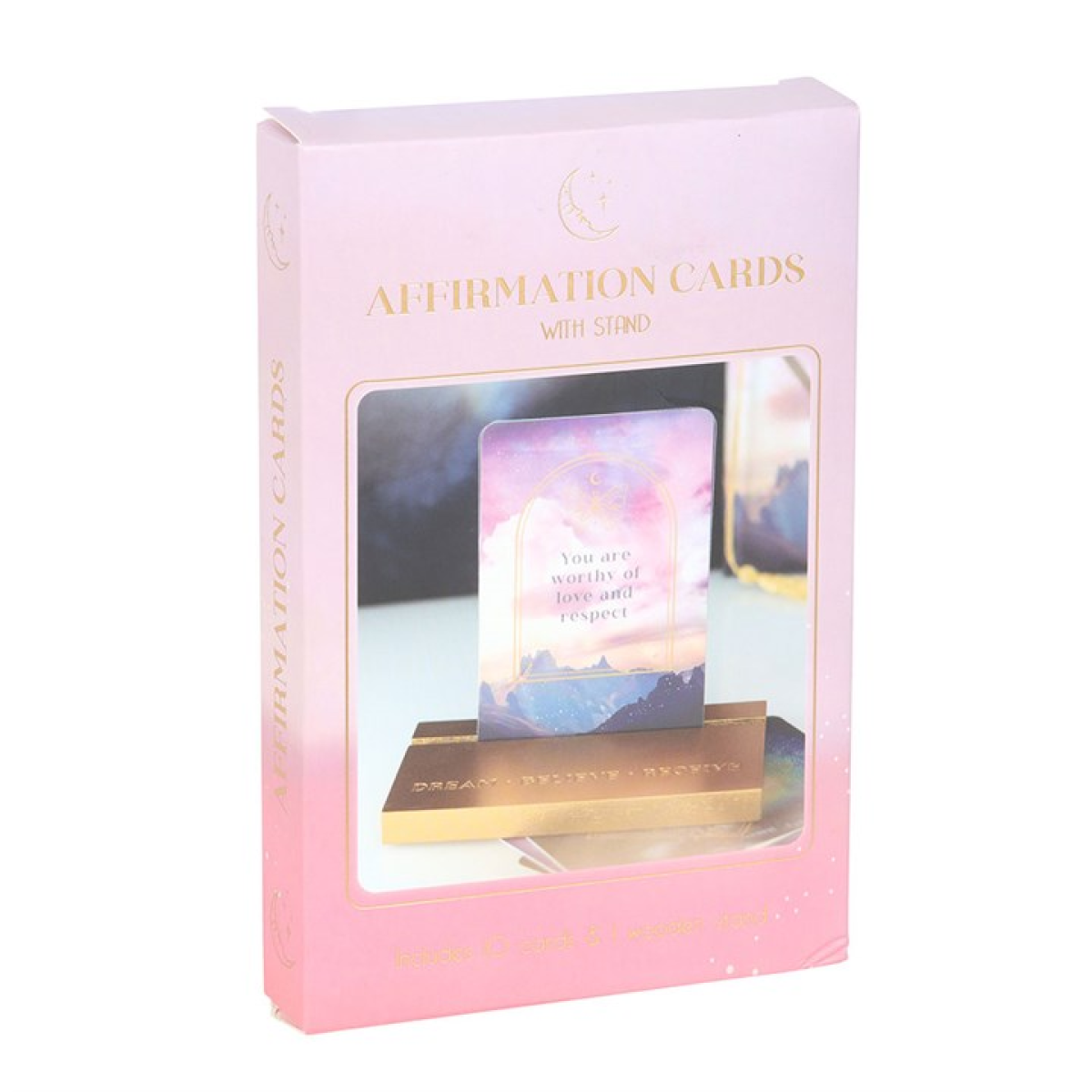 Ethereal Affirmation Cards with Wooden Stand N/A