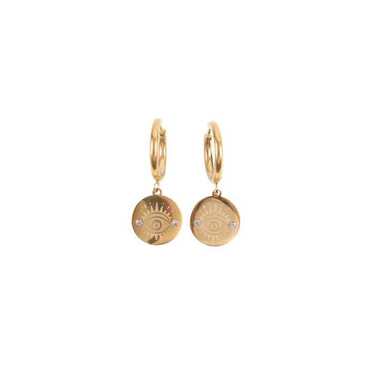 Gold Toned All Seeing Eye Earrings