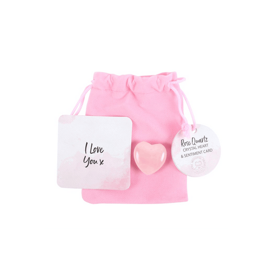 I Love You Rose Quartz Crystal Heart in a Bag