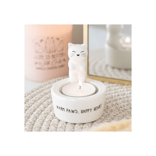Warm Paws, Happy Heart Cat Tealight Holder