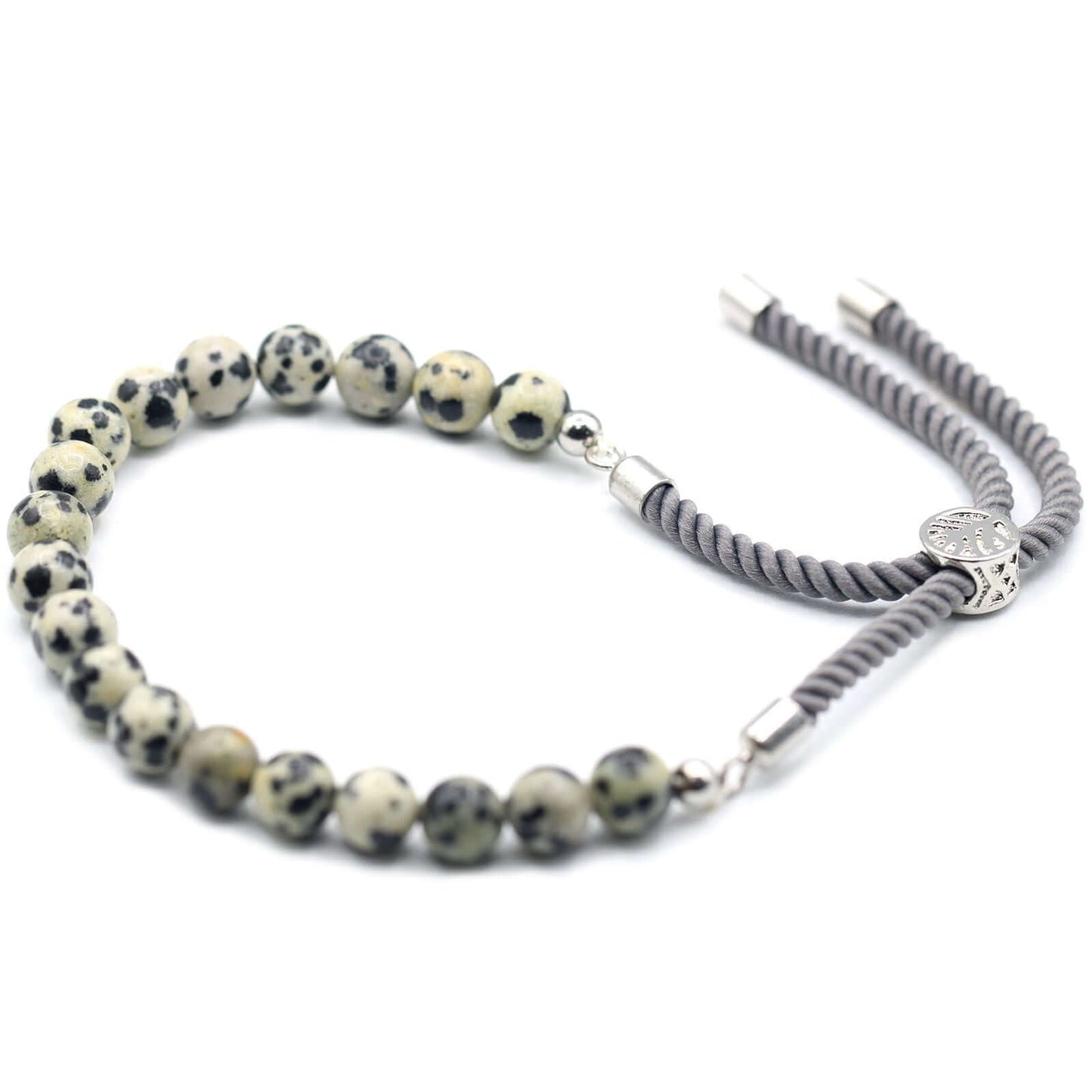 925 Silver Plated Dalmatian Jasper String Bracelet