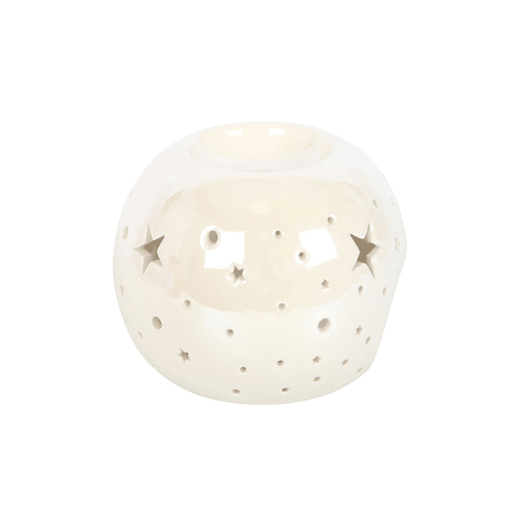 White Iridescent Star Oil Burner and Wax Warmer