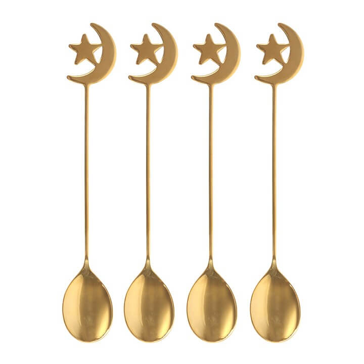 Set of 4 Star and Moon Teaspoons N/A