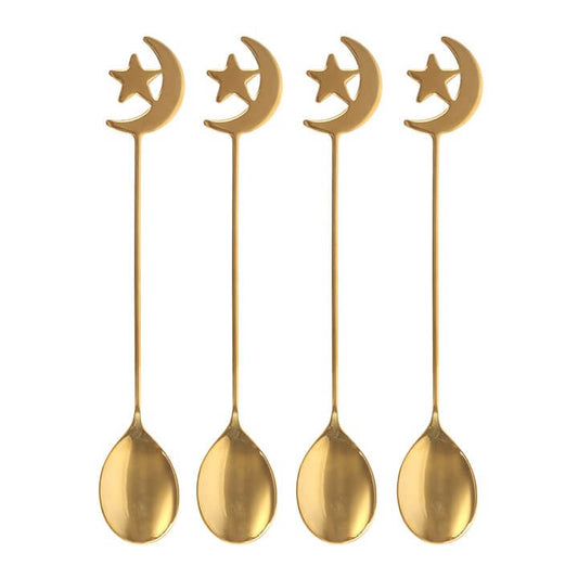 Set of 4 Star and Moon Teaspoons N/A
