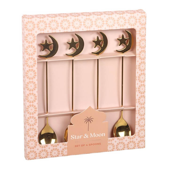 Set of 4 Star and Moon Teaspoons N/A