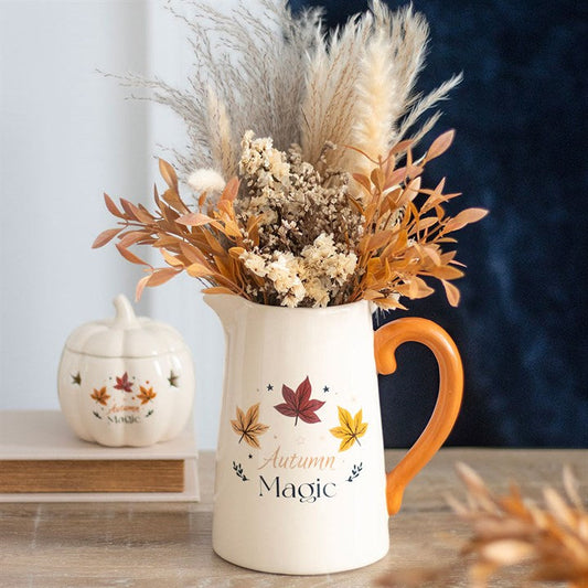 Autumn Magic Ceramic Flower Jug – Seasonal Vase for Fresh or Dried Flowers-Sociodigi