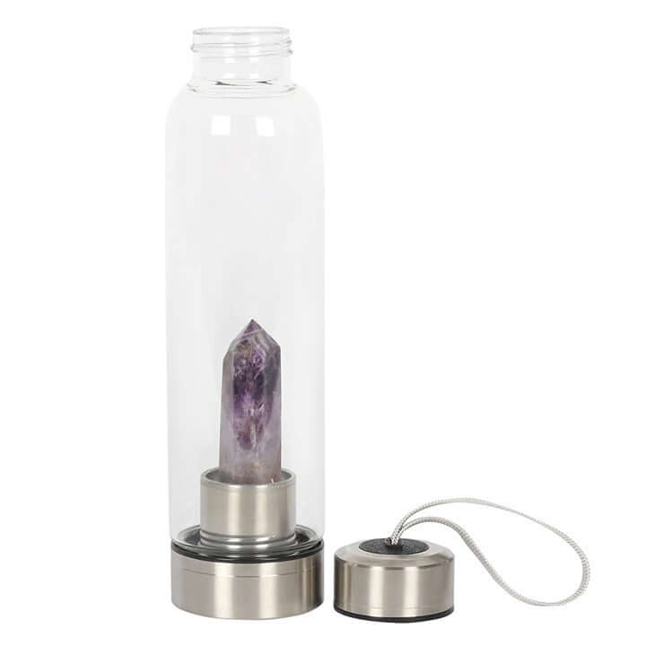 Amethyst Calming Glass Water Bottle-Sociodigi