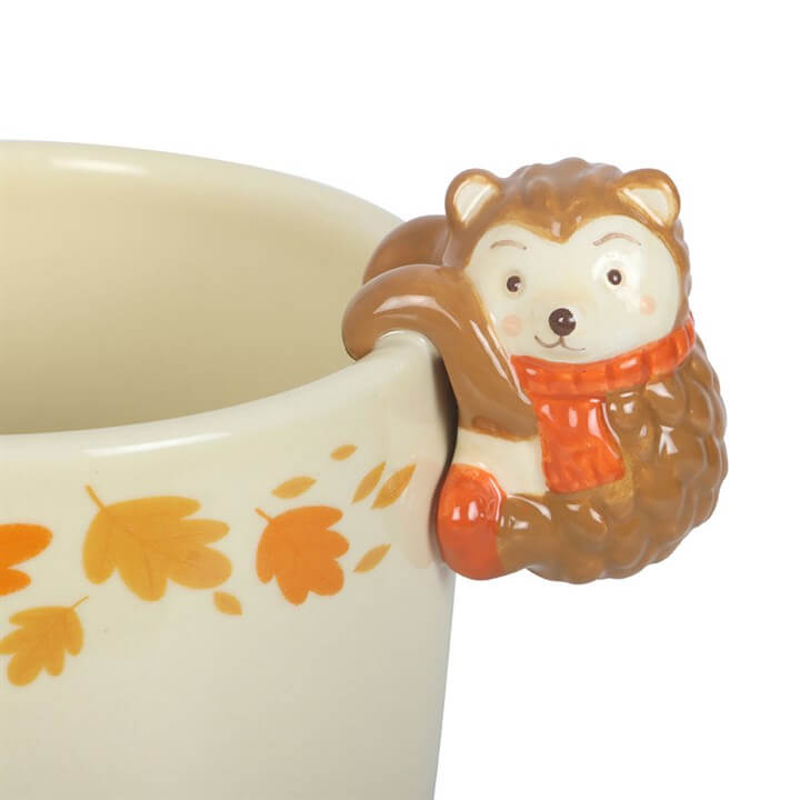 Ceramic Autumn Plant Pot with Hedgehog design, perfect for indoor plants and adding a woodland charm.