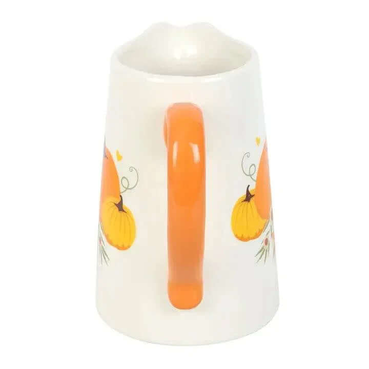 Autumn Pumpkin Ceramic Flower Jug featuring an orange handle and fall-themed design, perfect for seasonal home decor.