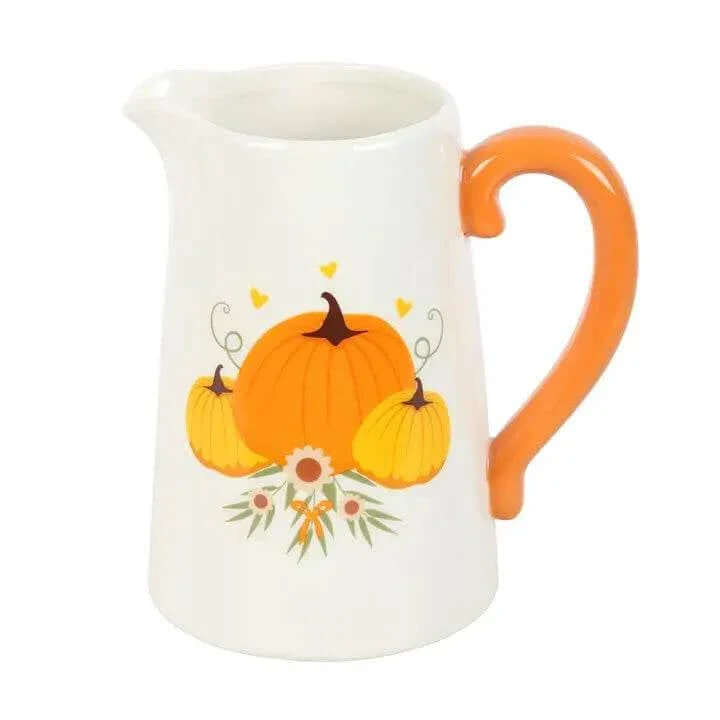 Autumn Pumpkin Ceramic Flower Jug featuring decorative pumpkins and floral design for fall home décor.