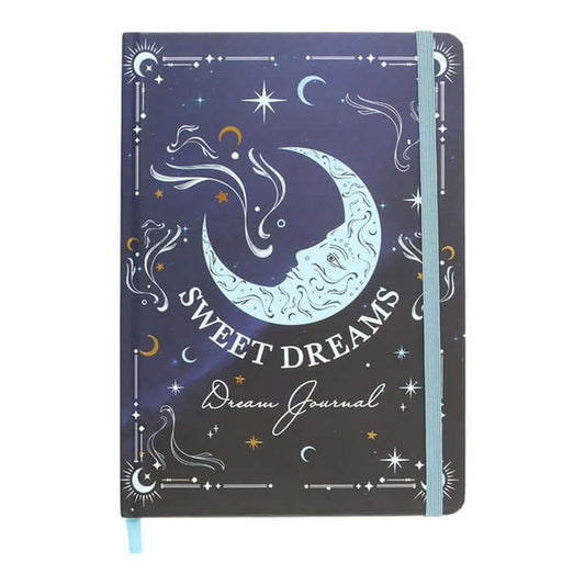 Journal with celestial design and 'Sweet Dreams' text on a white background