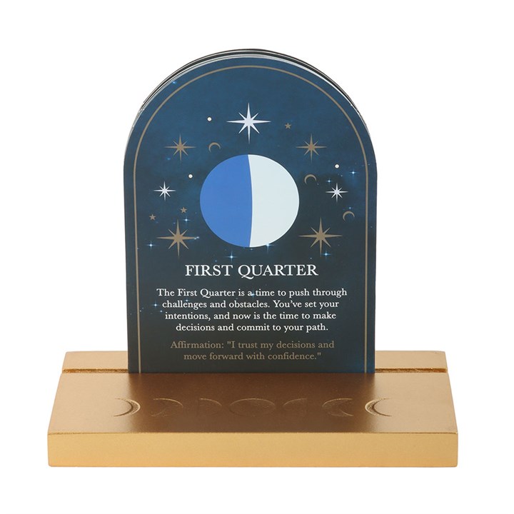 Set of 8 Moon Phase Cards with Wooden Stand N/A