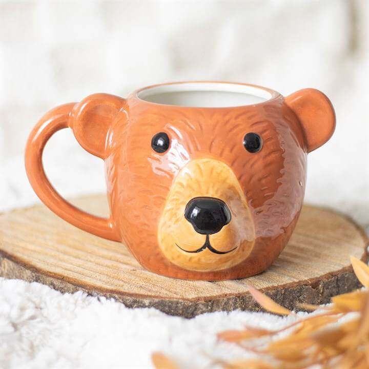 Bear Shaped Mug with a cute bear face design, ideal for tea, coffee, or hot chocolate, perfect for cozy mornings.