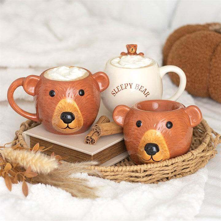 Bear Shaped Mug trio featuring cute bear faces, cozy and perfect for enjoying warm beverages.
