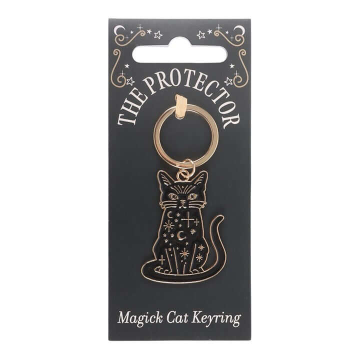 Black Cat Keyring featuring a mystical feline design for protection and intuition.