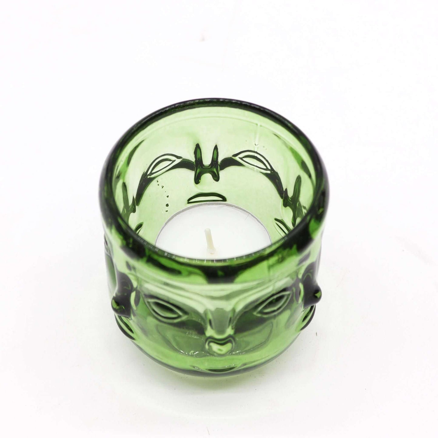 Buddha Faces Candle Jar - Garden Jade