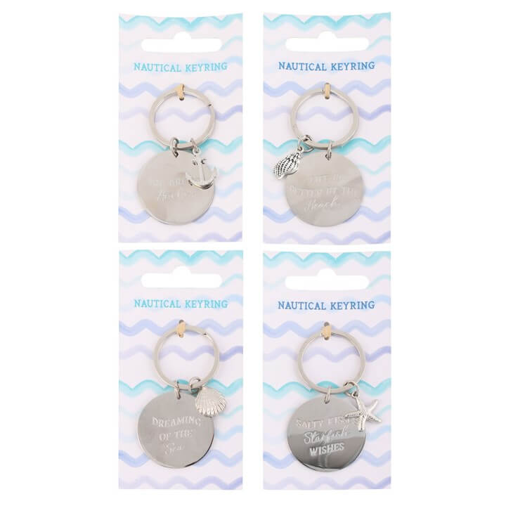 Pack of 12 Nautical Metal Keyrings
