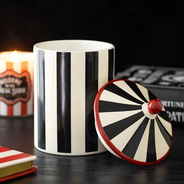 Black Striped Circus Tent Storage Jar