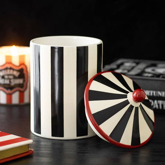 Black Striped Circus Tent Storage Jar