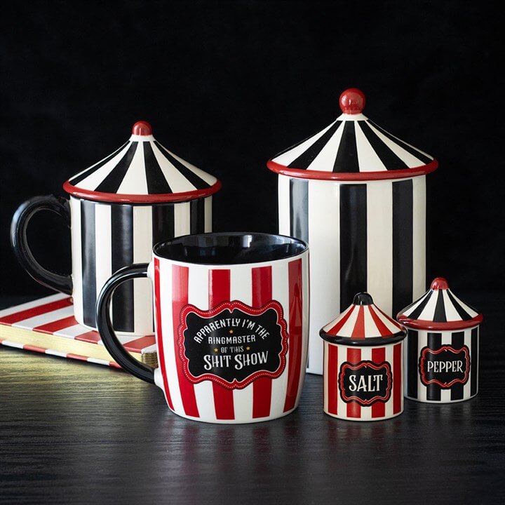 Black Striped Circus Tent Storage Jar